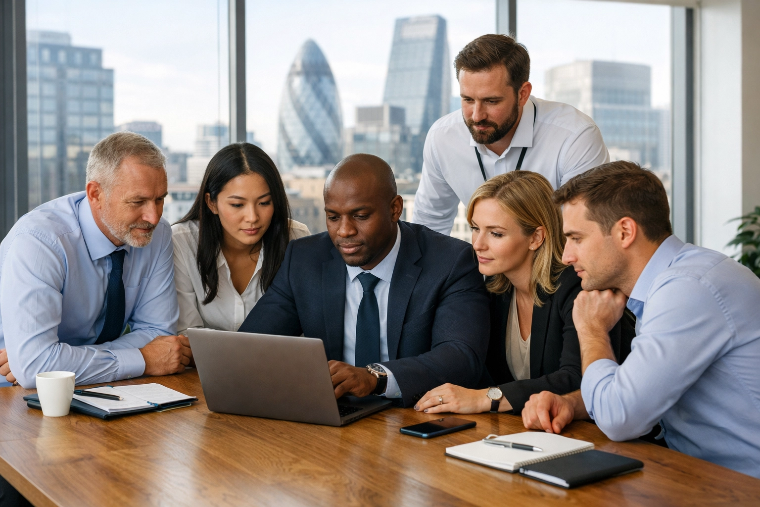 London office employees participating in a corporate cyber security awareness training session.
