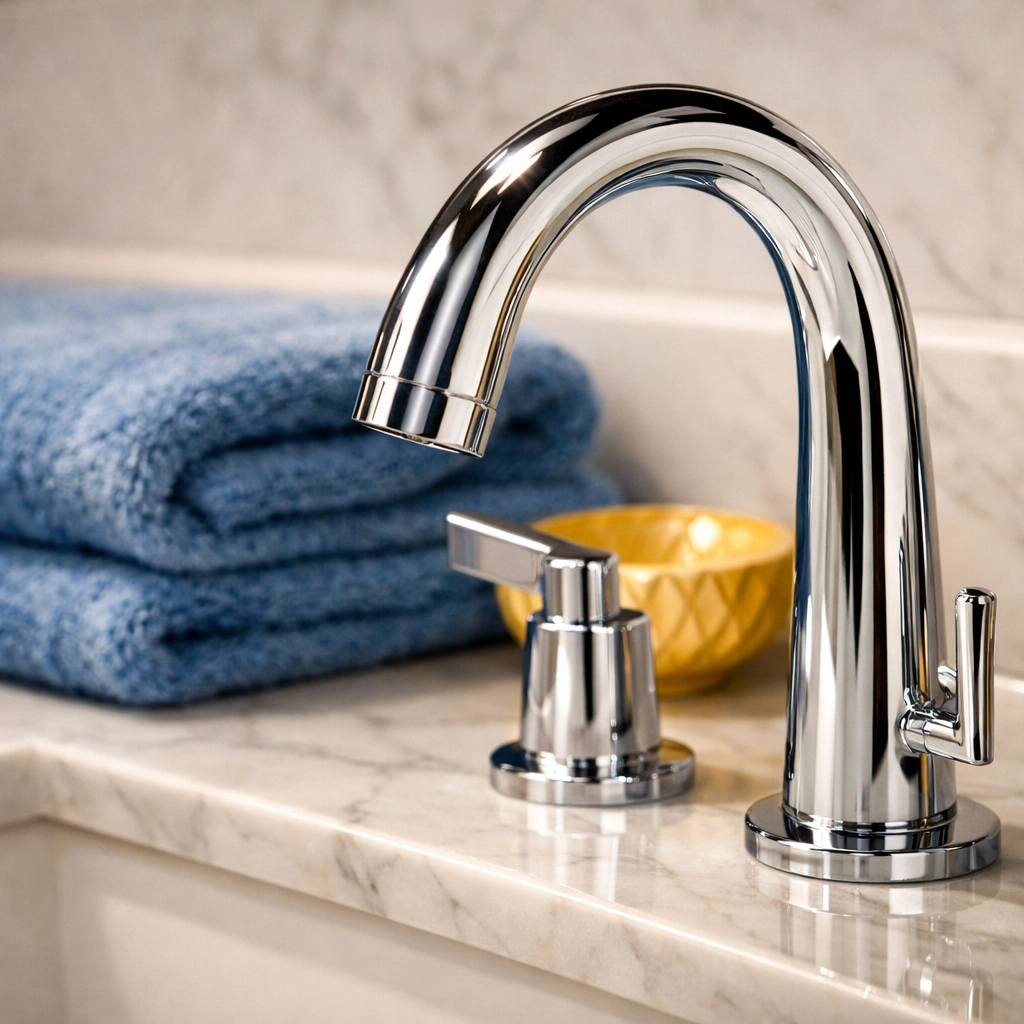 A spotless bathroom vanity showcasing streak-free results from apartment cleaning services in Leominster MA.