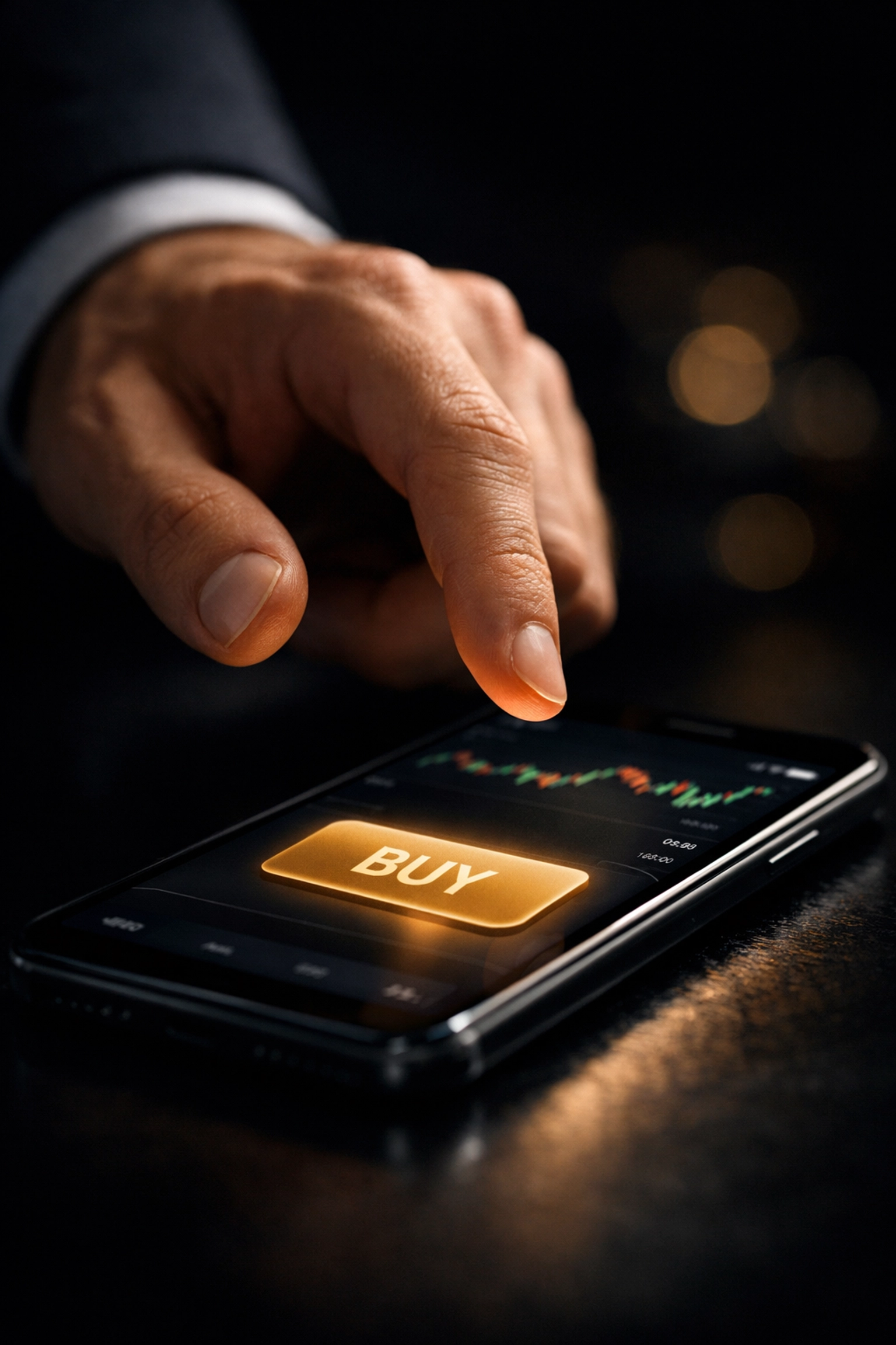 Trader using mobile Tap To Trade app for precise forex entry execution