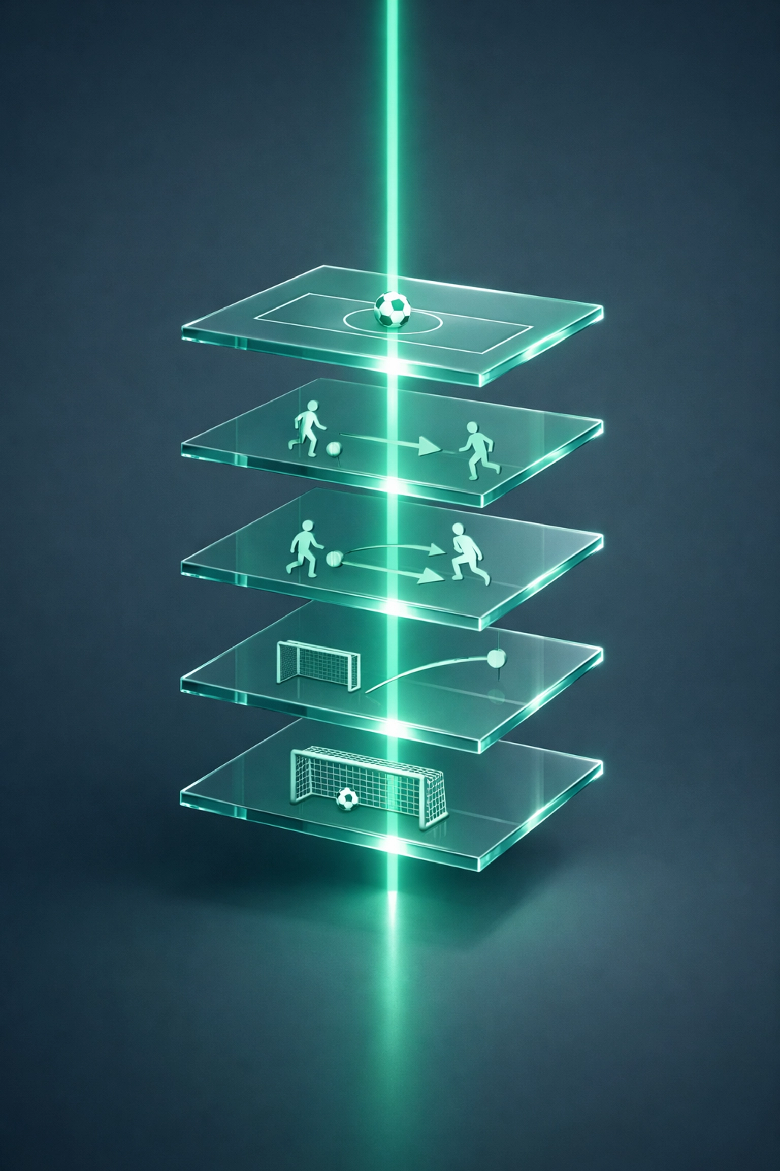 Layered data visualisation showing how sequence-aware xG+ enhances a professional football betting strategy.