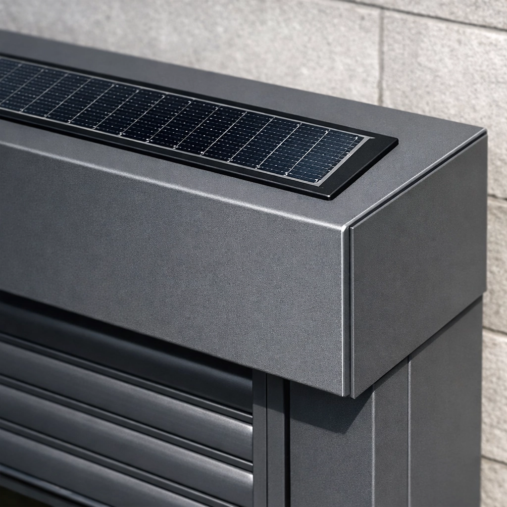 Nachrüstbarer Rollladen in Wien mit innovativem Solar-Antrieb für smarte Energieeffizienz.