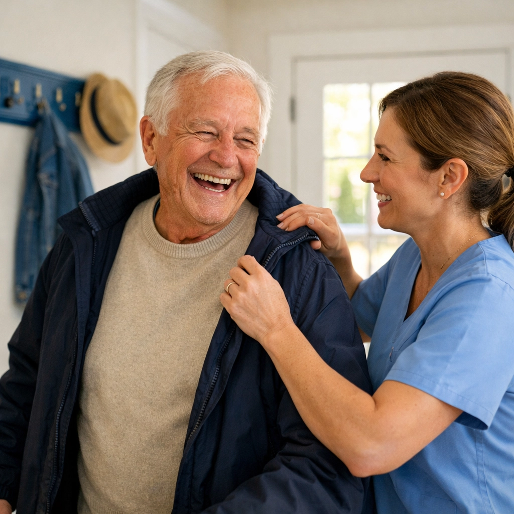 Senior man and caregiver building trust through companion care in Warrenton