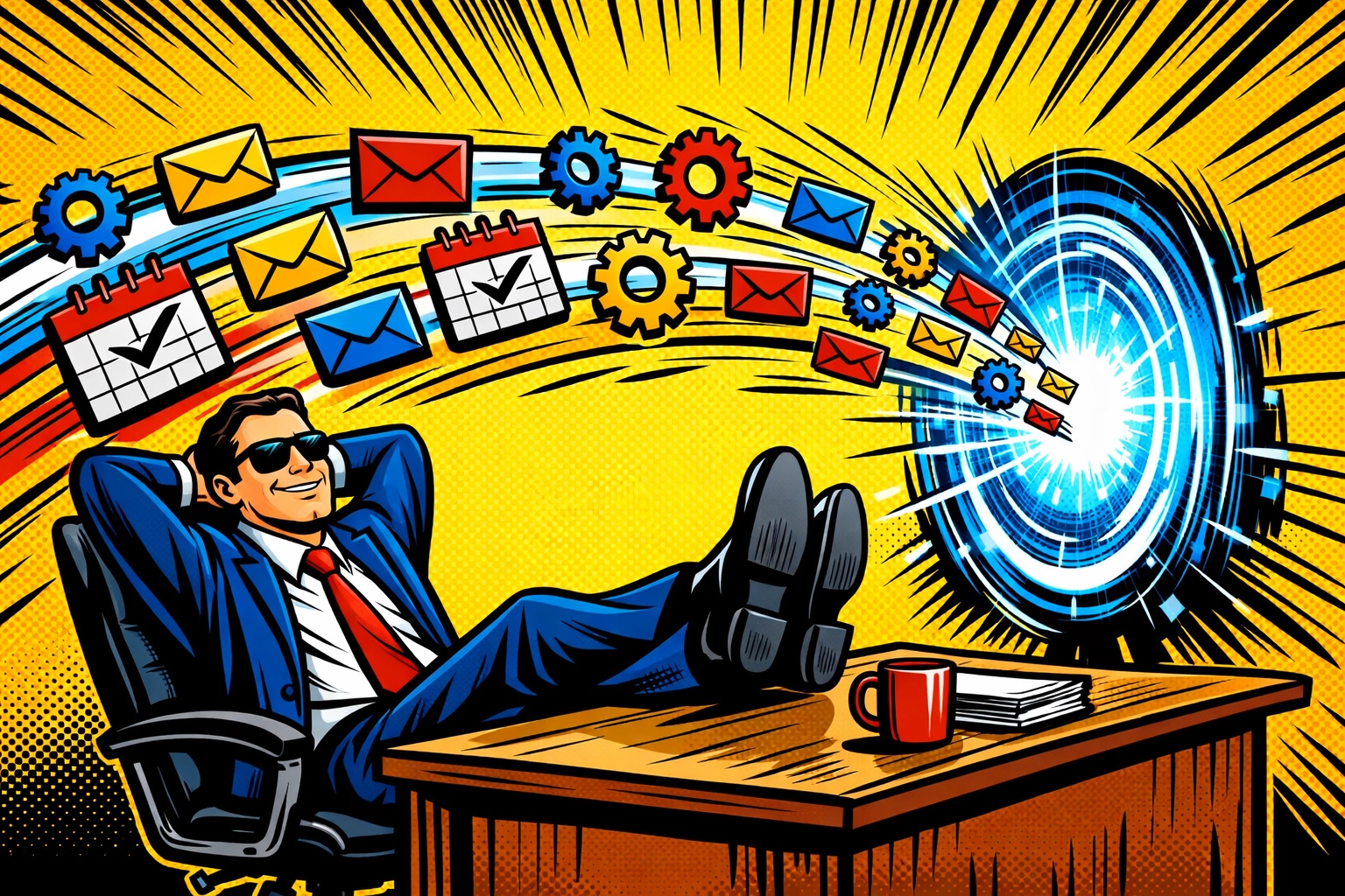 Relaxed professional using an ai assistant for small business to automate invoices and administrative tasks.