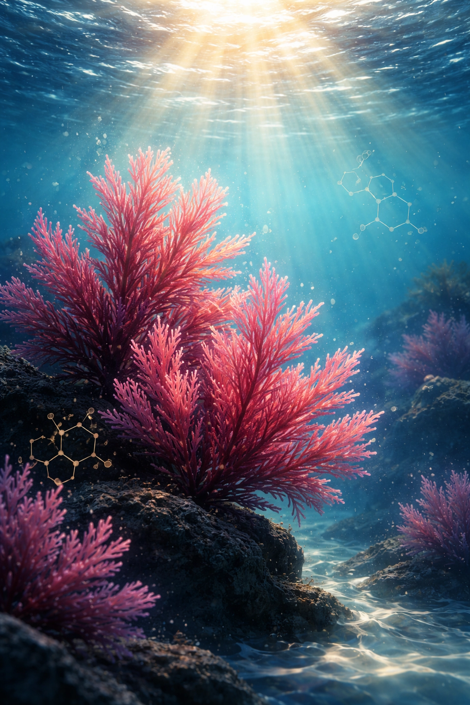 Raw sea moss growing underwater among rocks, highlighting its natural mineral density for immune health