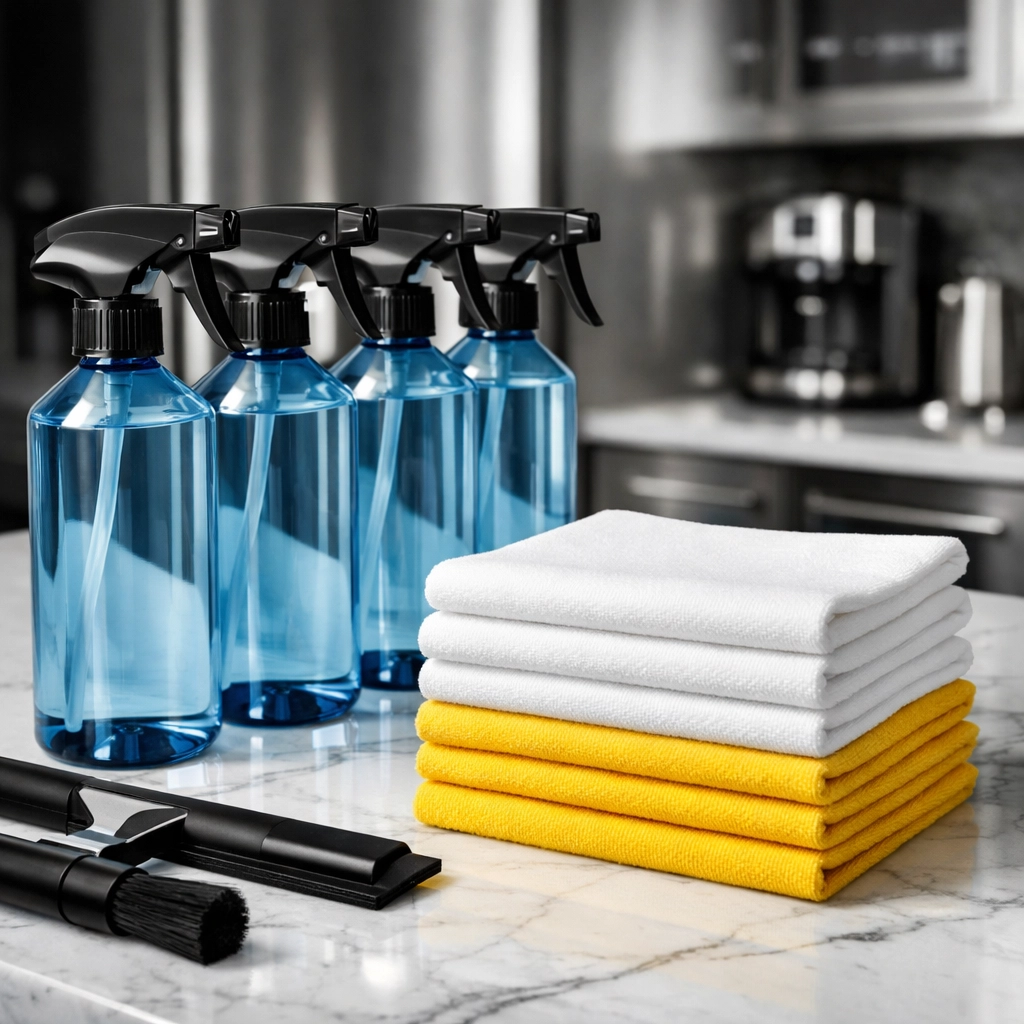 High-end cleaning equipment and supplies used for professional house cleaning Worcester MA services.