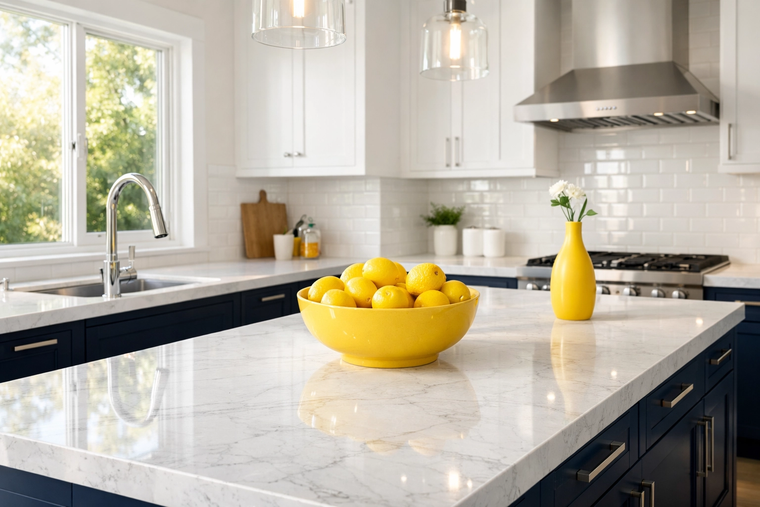 Sparkling modern kitchen after a professional weekly cleaning service for new parents.