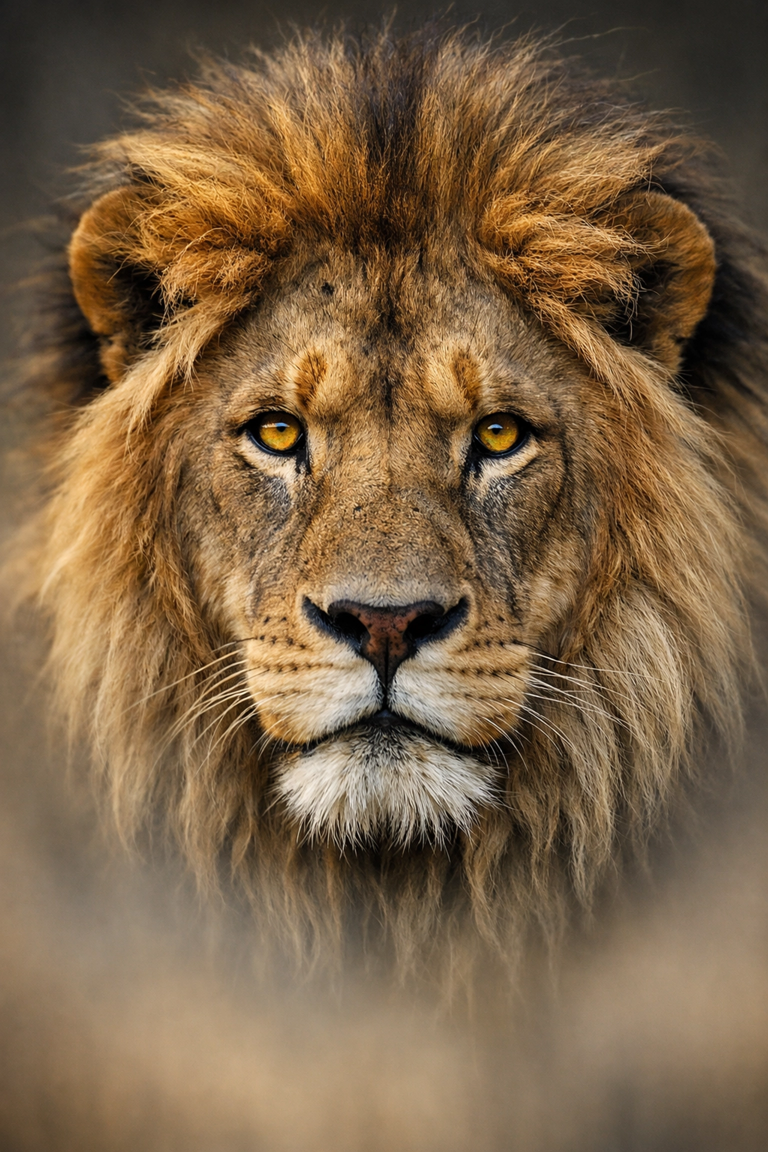 Close-up lion portrait with a blurred background, demonstrating how to photograph zoo animals without fences.