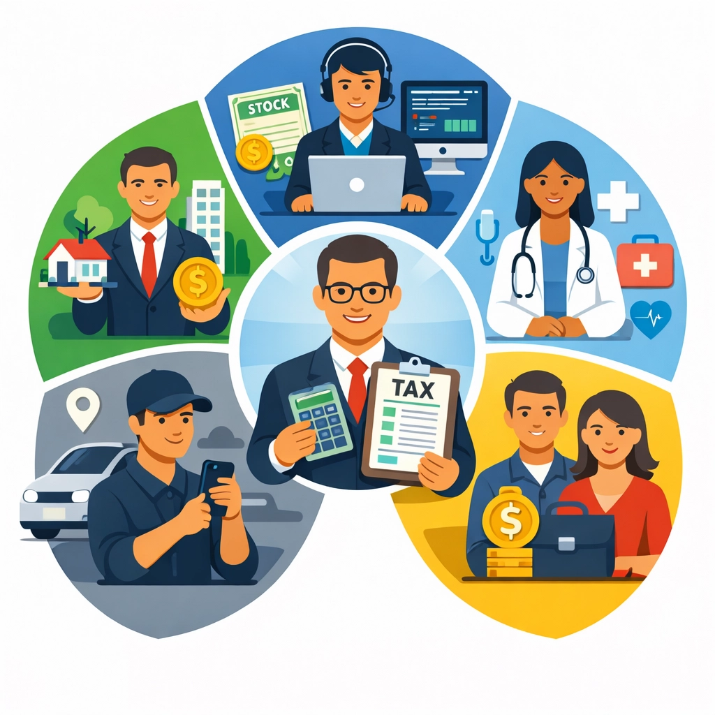 Tax advisor with diverse clients including real estate investors, tech workers, and healthcare professionals