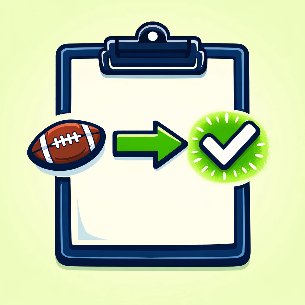 Tactical clipboard showing a simple step-by-step flowchart for a winning football betting system.