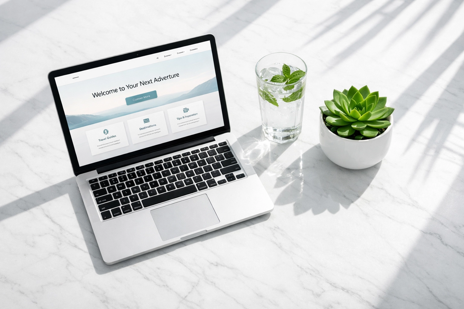 Sleek laptop on a clean desk representing fast website loading speeds for small business leads.