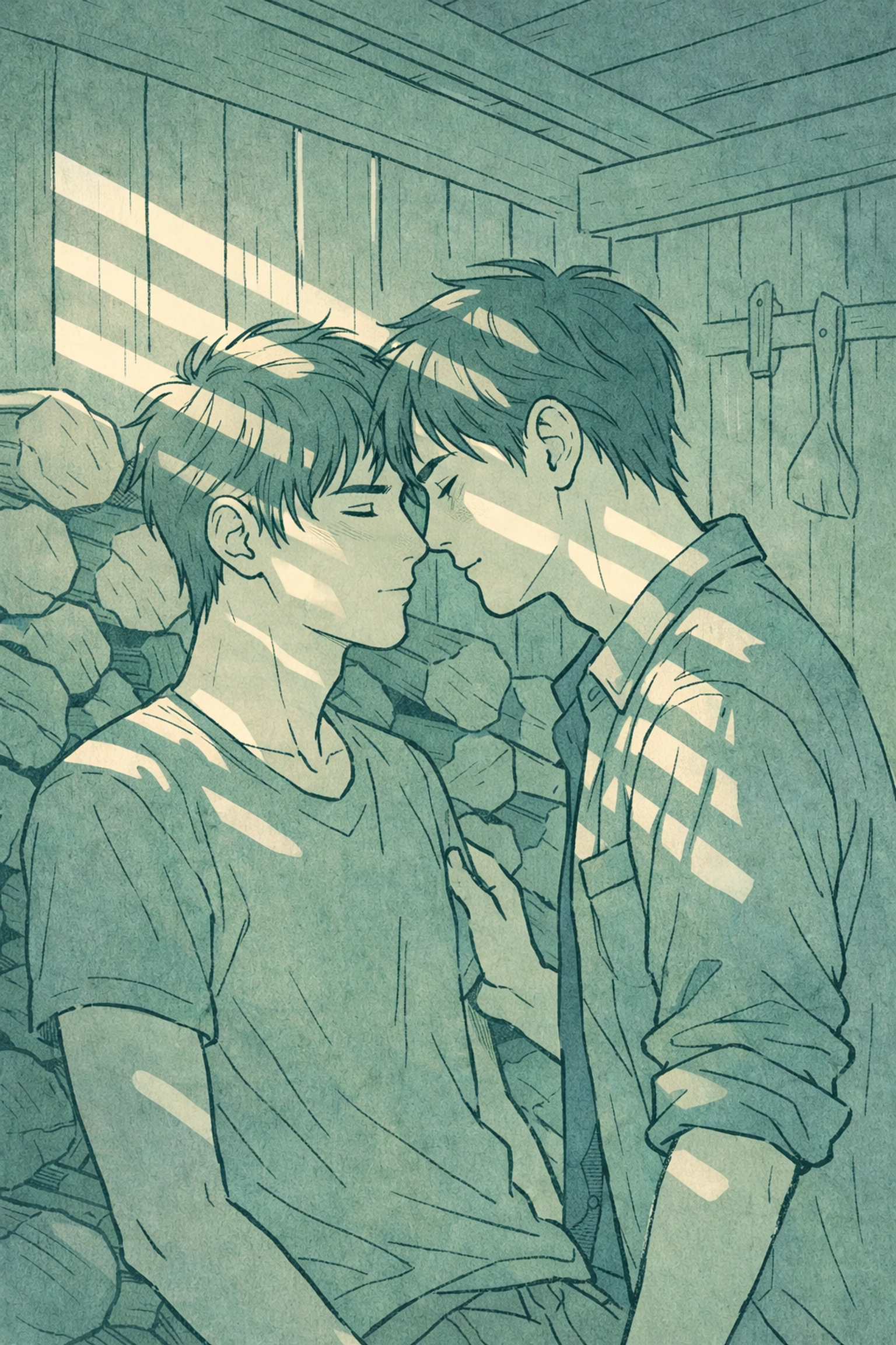 Intimate forbidden moment between step-brothers in secret - gay romance emotional scene