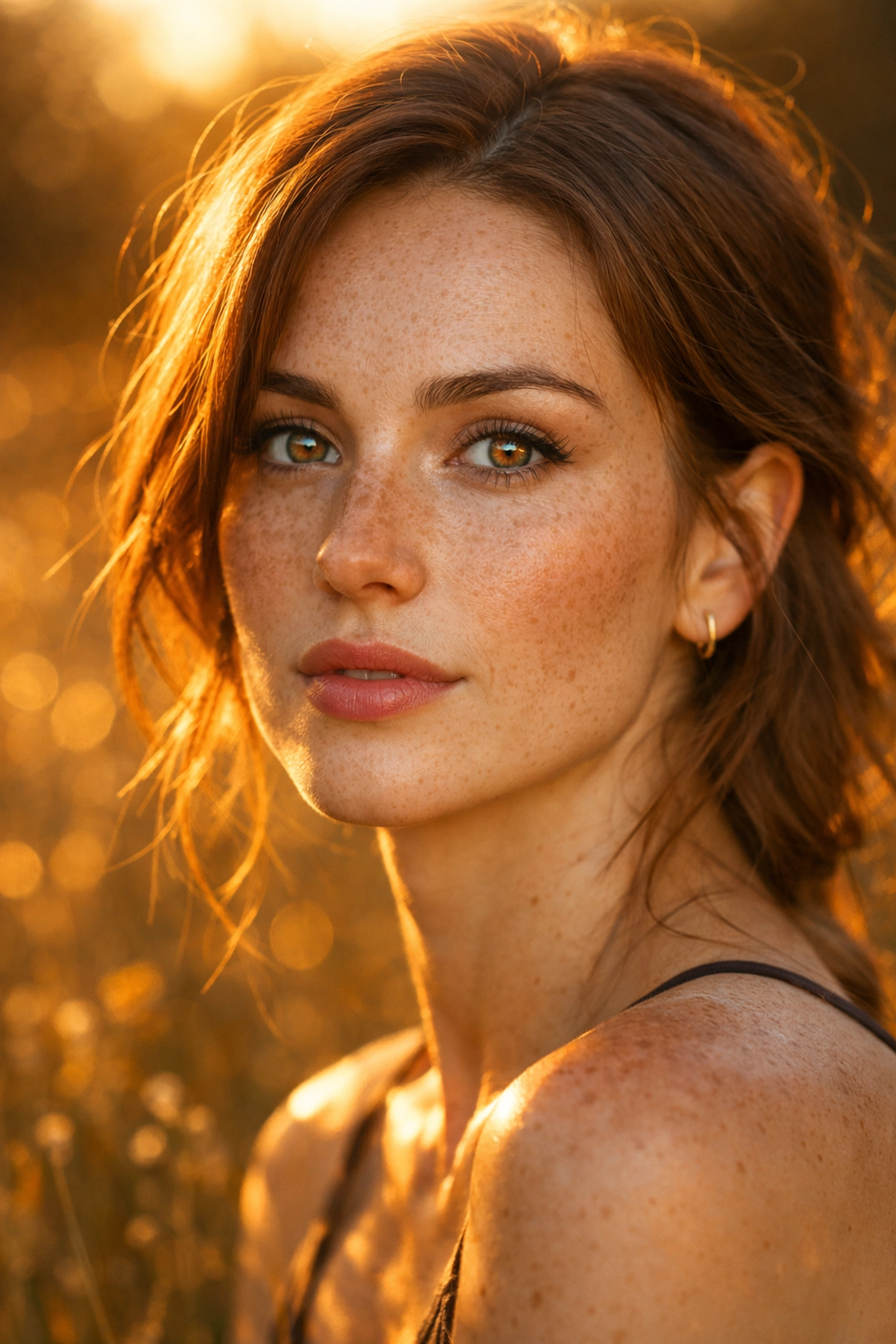 Soft natural lighting in a portrait with catchlights, a core part of portrait photography techniques.