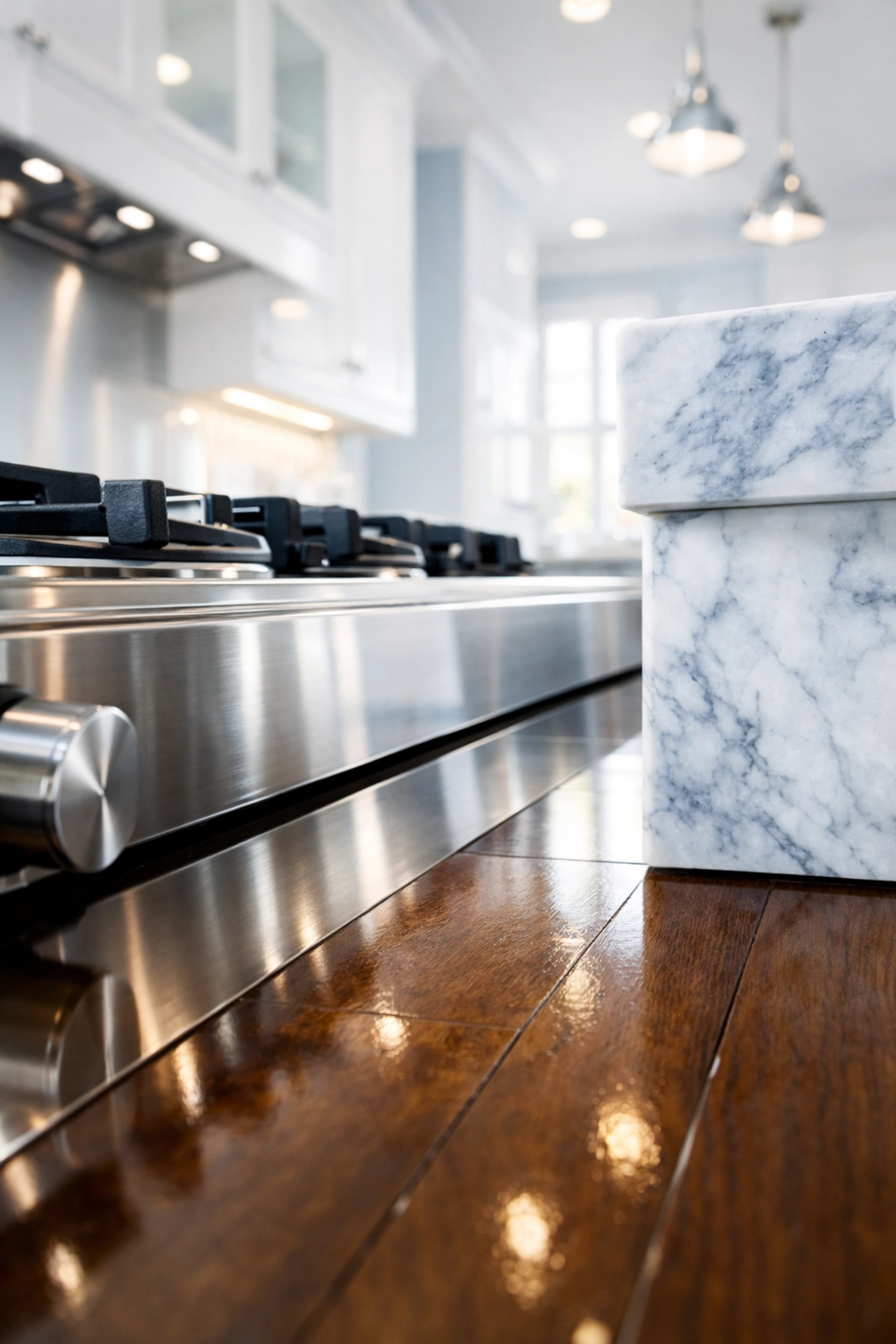 Shiny stainless steel stove after a visit from a reliable house cleaning service Lexington.
