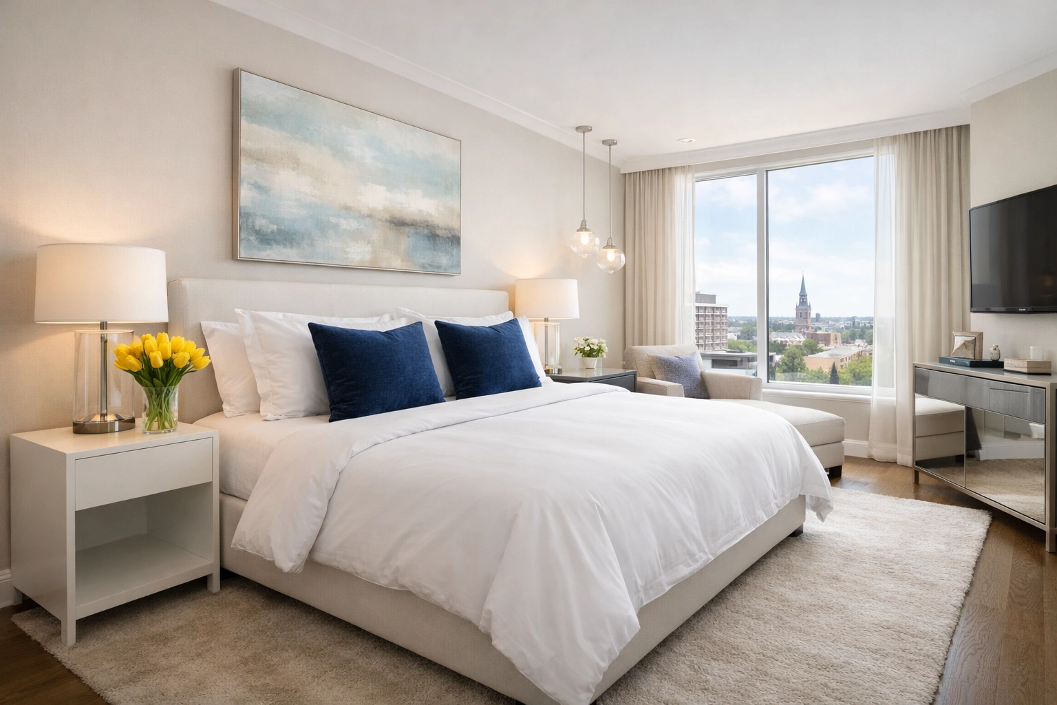 Pristine Cambridge bedroom following a thorough house cleaning Cambridge MA session.