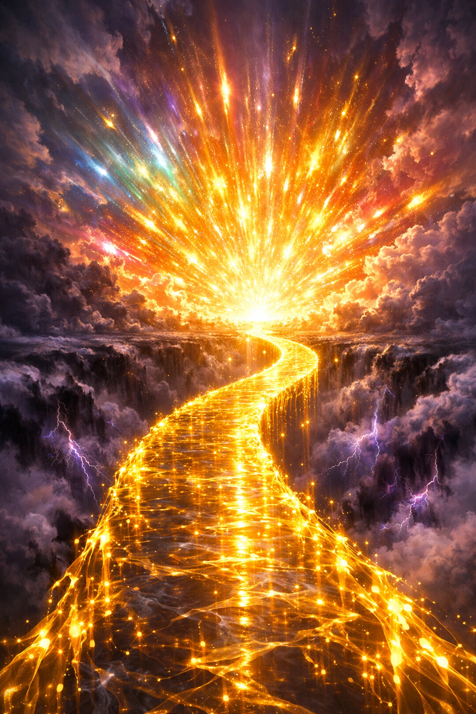 A golden bridge of light showing the path from nervous system dysregulation to flow.