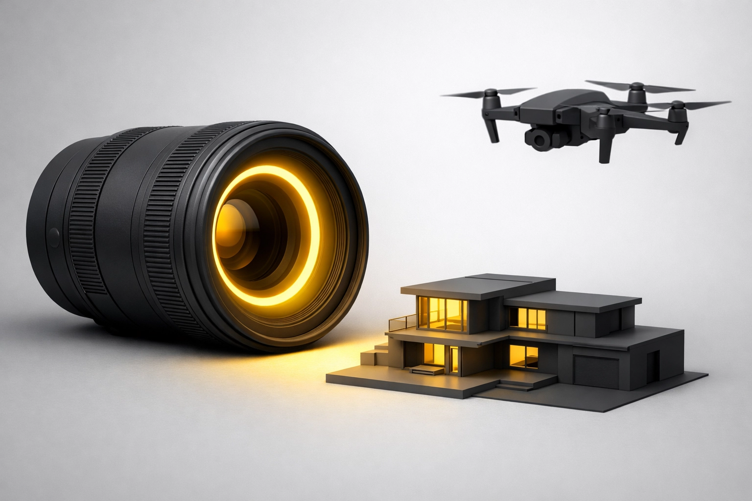 Professional real estate property marketing featuring drone and camera technology.