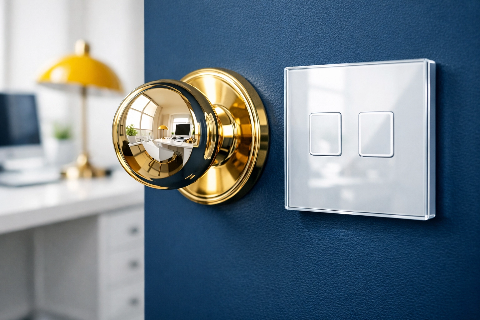 Polished doorknob and light switch illustrating sanitized high-touch zones with Fitchburg Deep Cleaning Secrets.