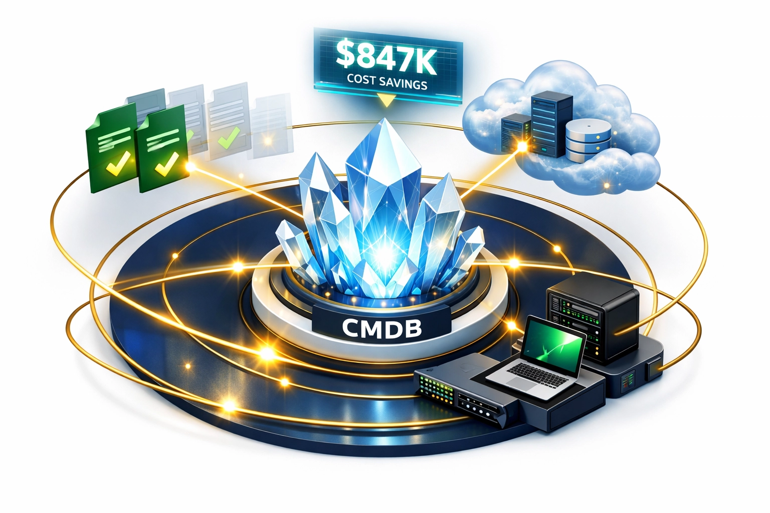 Integrated ServiceNow ITOM-ITAM ecosystem with CMDB optimizing software licenses and cloud assets