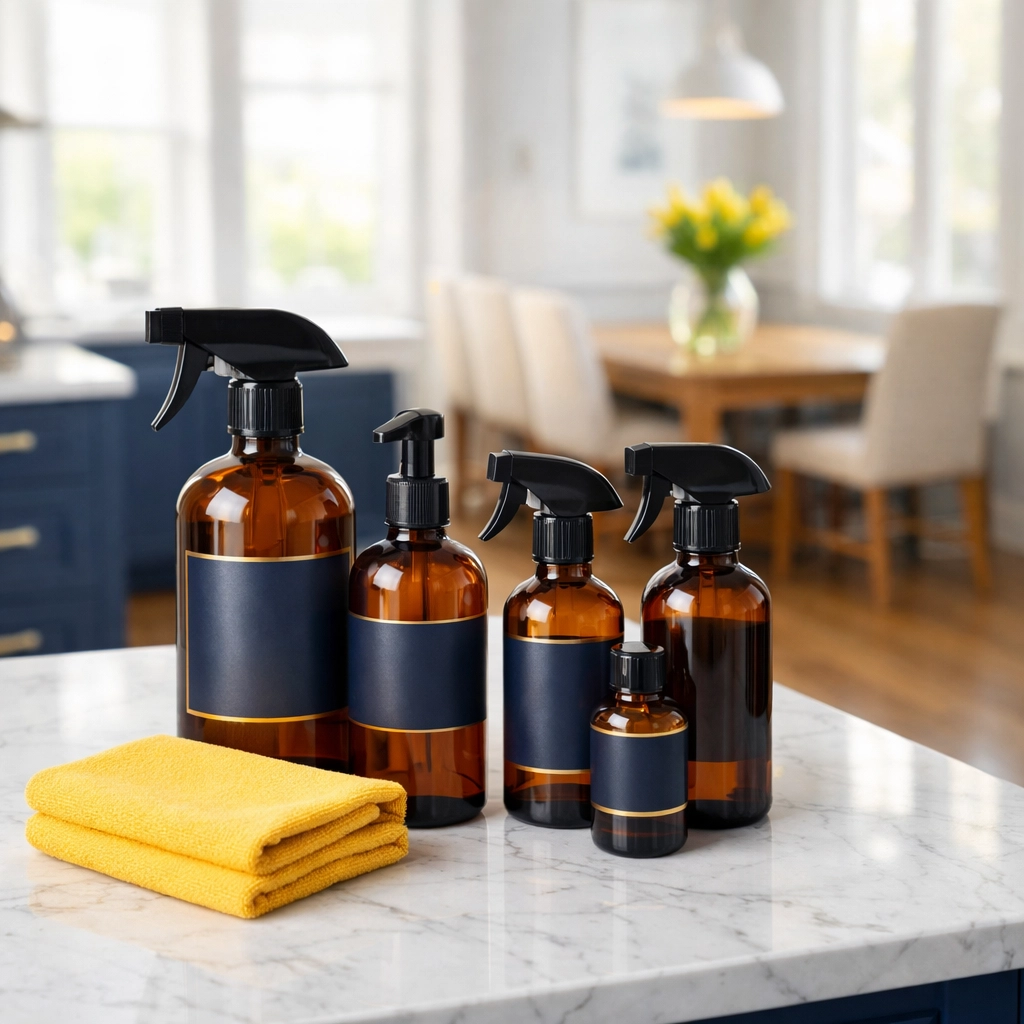 Eco-friendly deep cleaning services using non-toxic products in a modern Massachusetts kitchen.