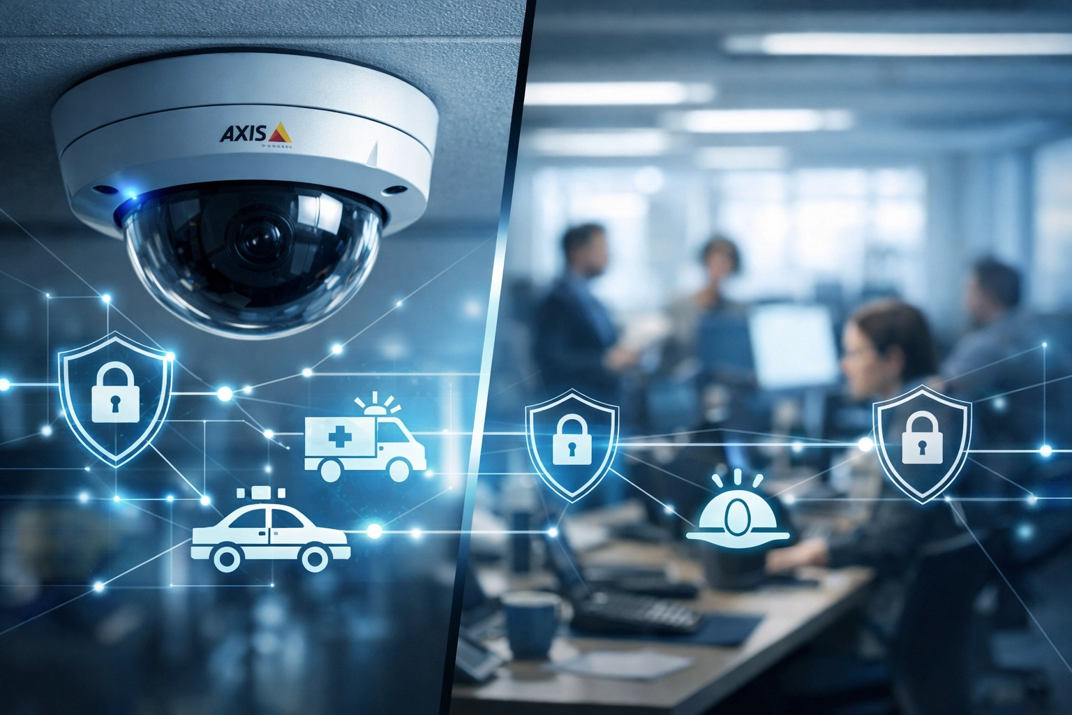 Axis Communications security camera protecting employees in Michigan office environment