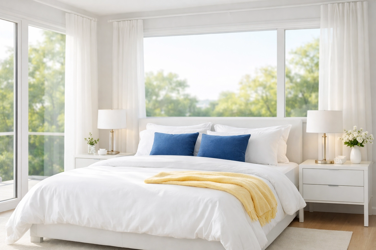 A dust-free, breathable master bedroom in a Harvard house after a thorough professional deep clean.