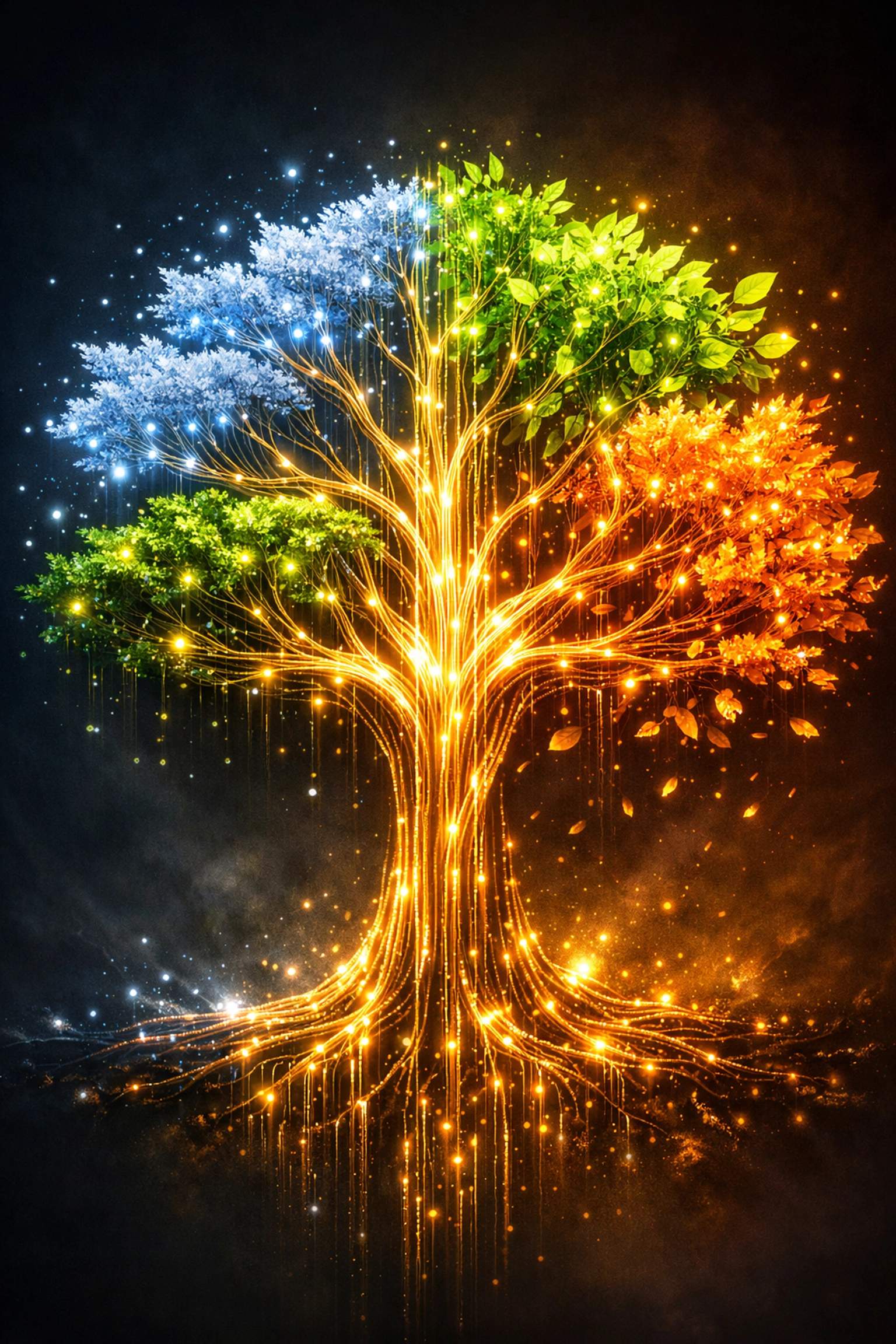 Digital wellness tree showing seasonal health trends for strategic PPC campaign planning through the year.