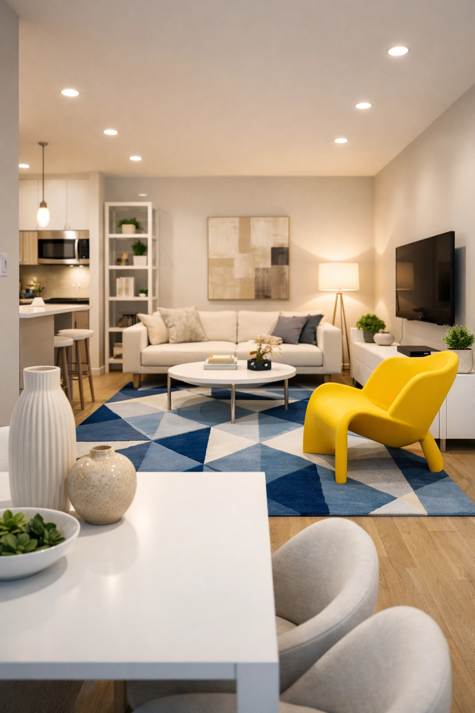 Modern open-concept apartment in Leominster MA perfectly maintained with regular residential cleaning services.