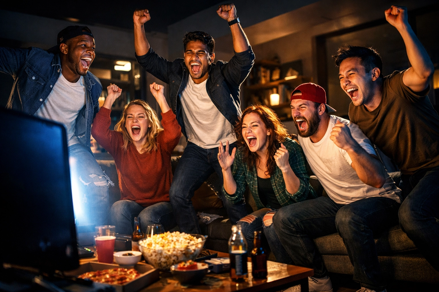 Enthusiastic fans cheering during a game, illustrating positive fan sentiment and the emotional impact of NIL marketing.