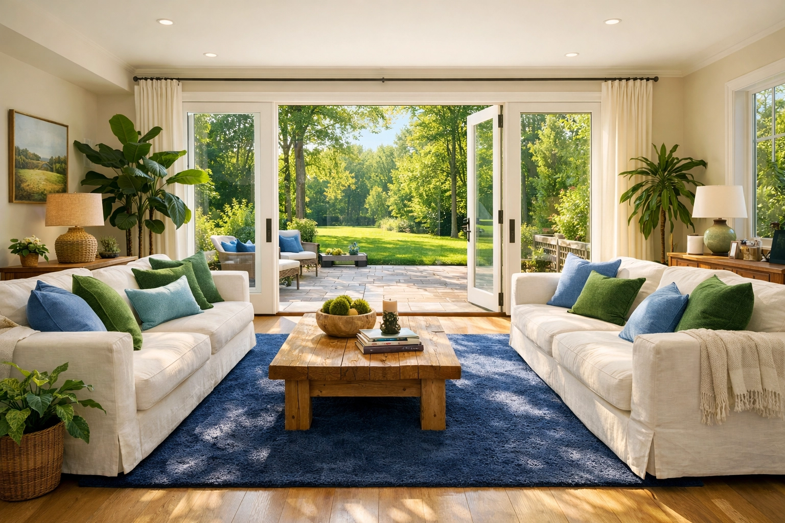 Sunlit Bolton living room showcasing eco-friendly house cleaning for a healthy, chemical-free home.