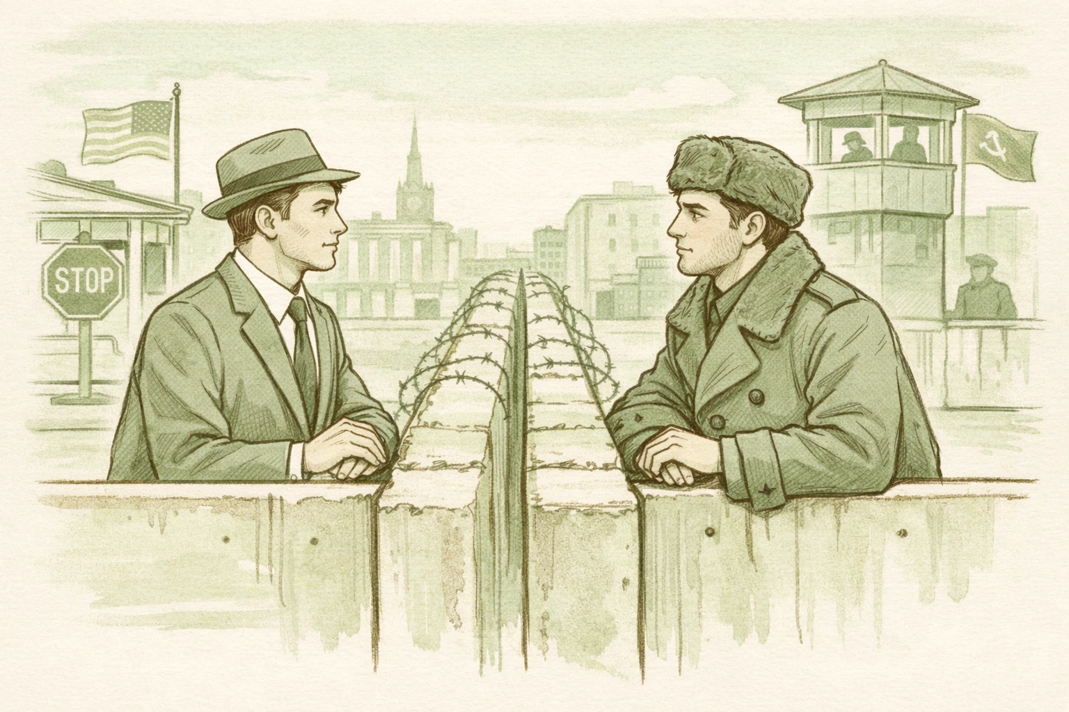 Gay historical romance Cold War Berlin MM couple separated by checkpoint barrier
