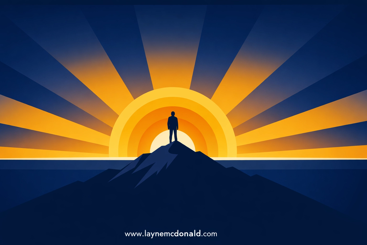 Person on a mountain peak at sunrise, symbolizing hope and faith-integrated leadership for families.