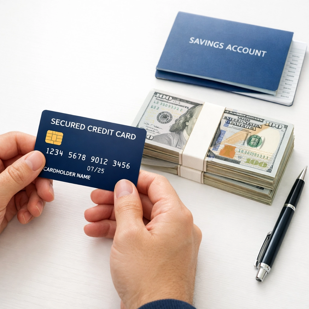 Secured credit card with cash deposit for building credit from scratch