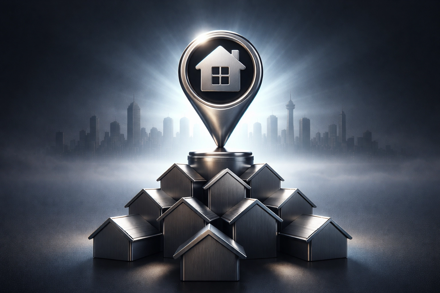 Confident agent atop house icons, representing top performers gaining competitive advantage with hidden seller leads