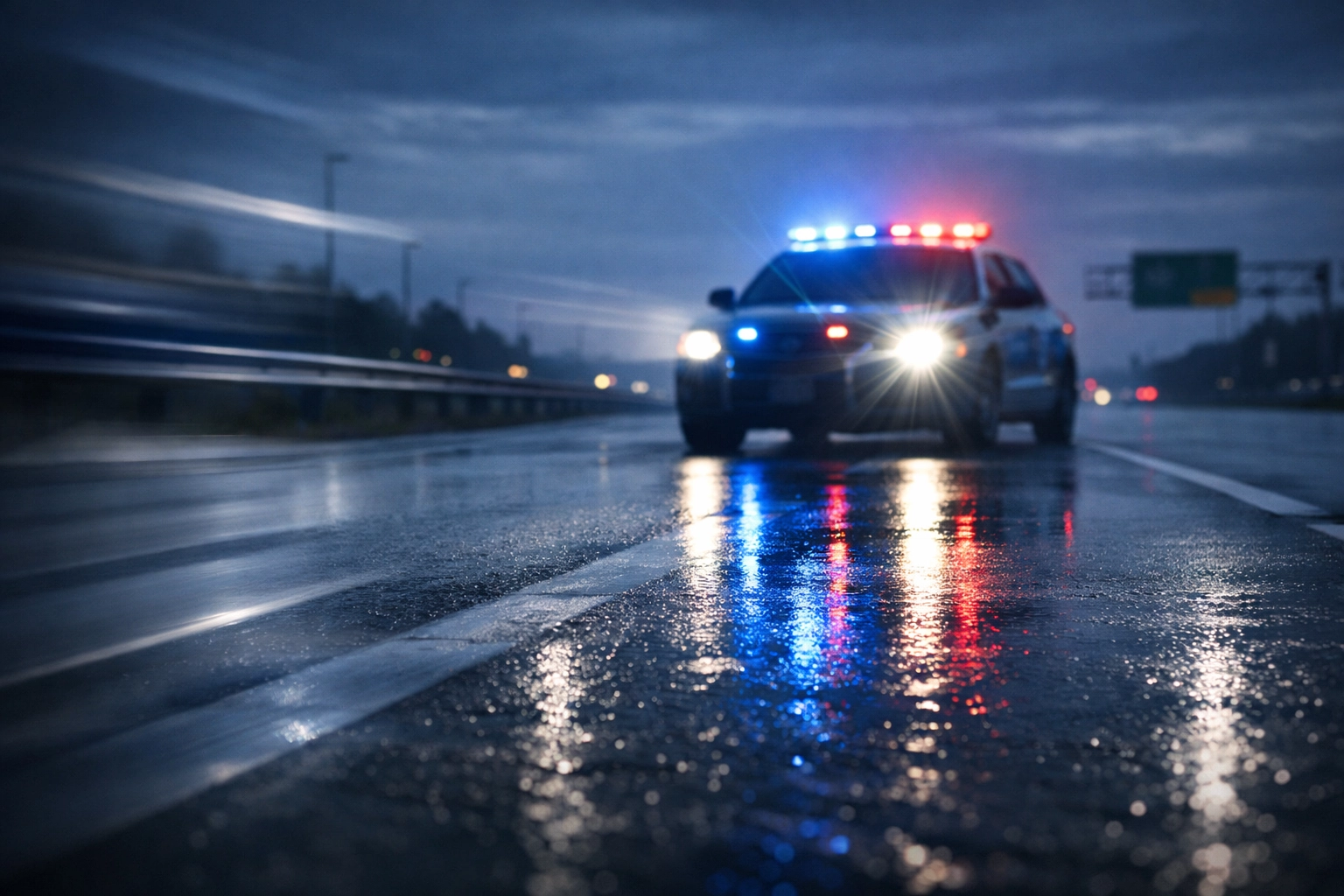 Police traffic stop on Virginia highway during DUI arrest