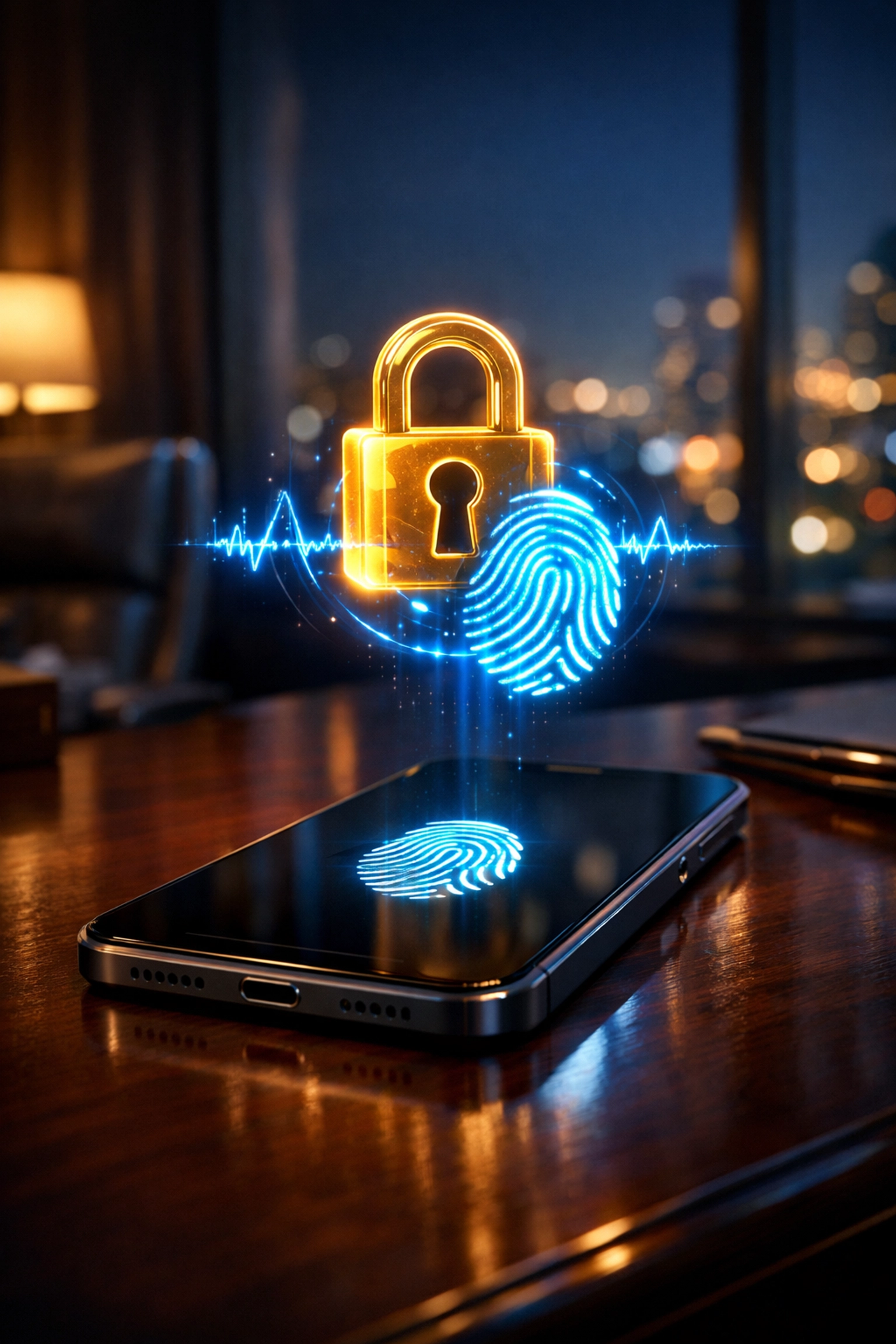 Smartphone showing multi-factor authentication with a digital padlock, enhancing cybersecurity for small business.