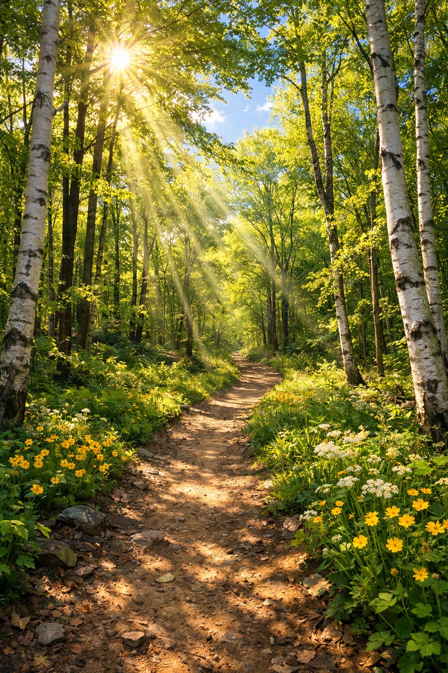 Scenic sun-dappled hiking trail in Ashland, reclaimed by skipping chores for weekly house cleaning.