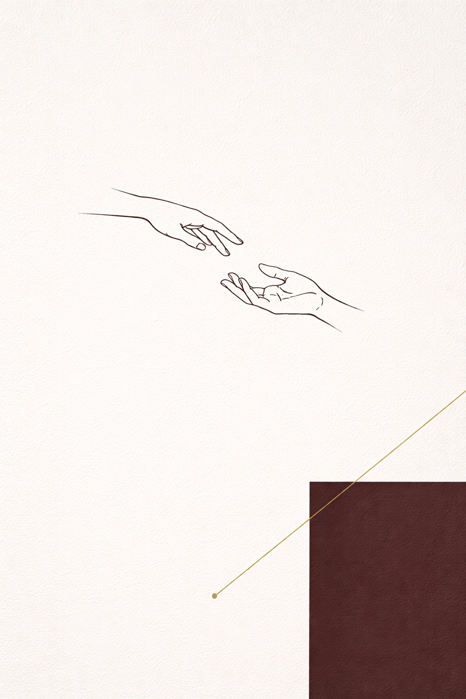 Minimalist illustration of two hands reaching toward each other representing creative partnership and the IncluHub ecosystem