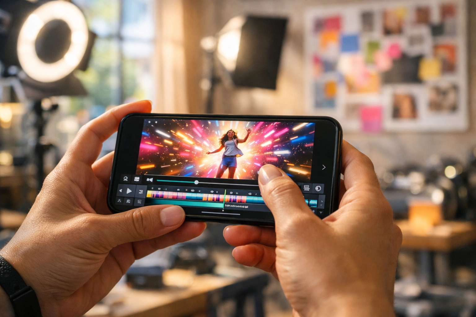 A content creator producing high-energy video ads for social media PPC and dynamic creative campaigns.