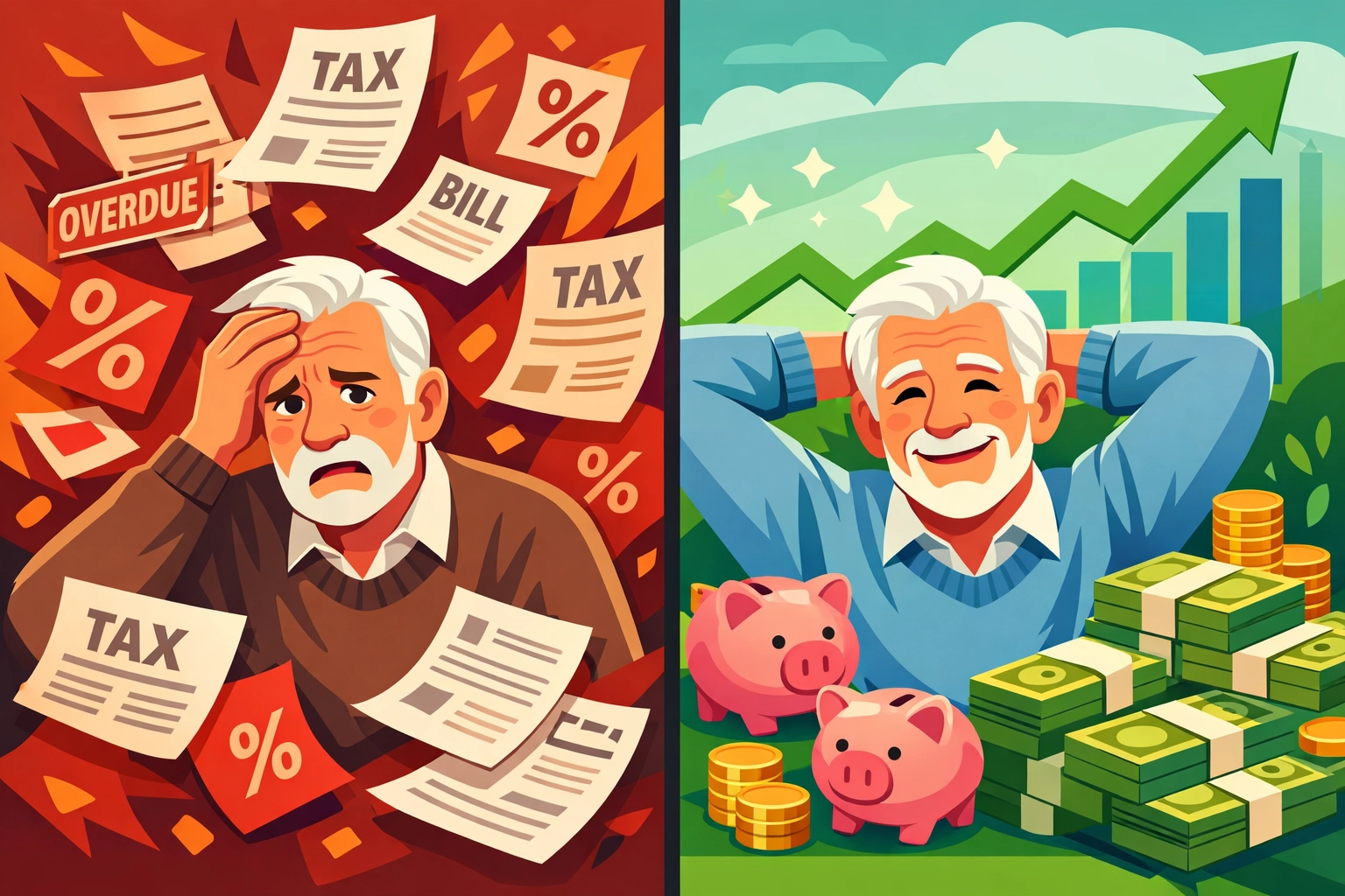 Tax burden vs tax-free retirement planning comparison for seniors