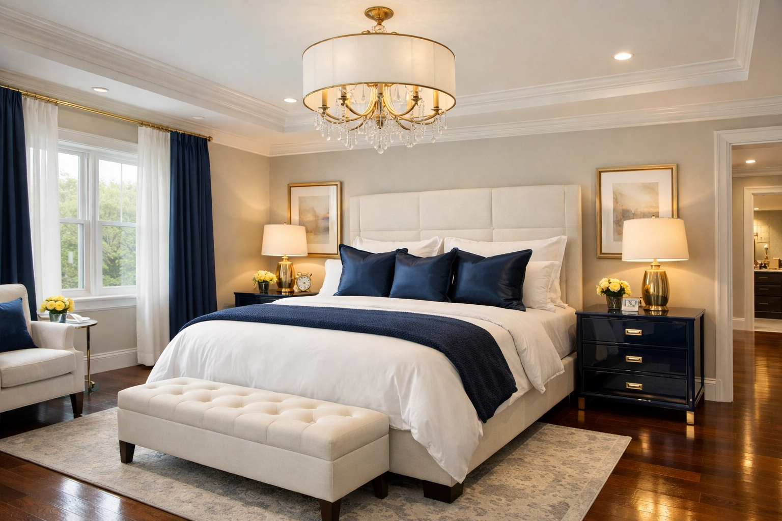 Spacious Sherborn master suite perfectly maintained by a professional house cleaning service.