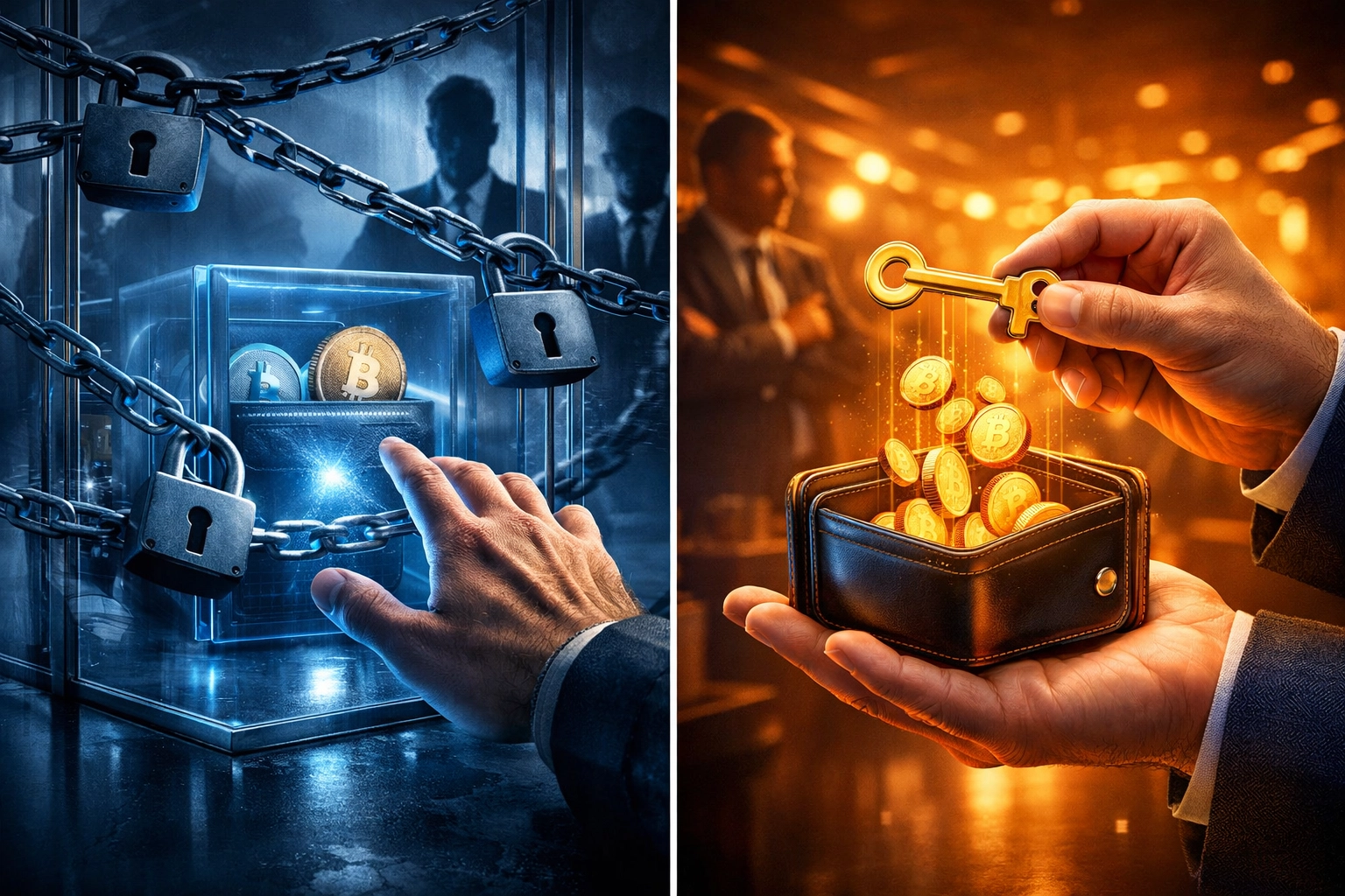 Custodial crypto payment processor blocking merchant access vs self-custody direct control