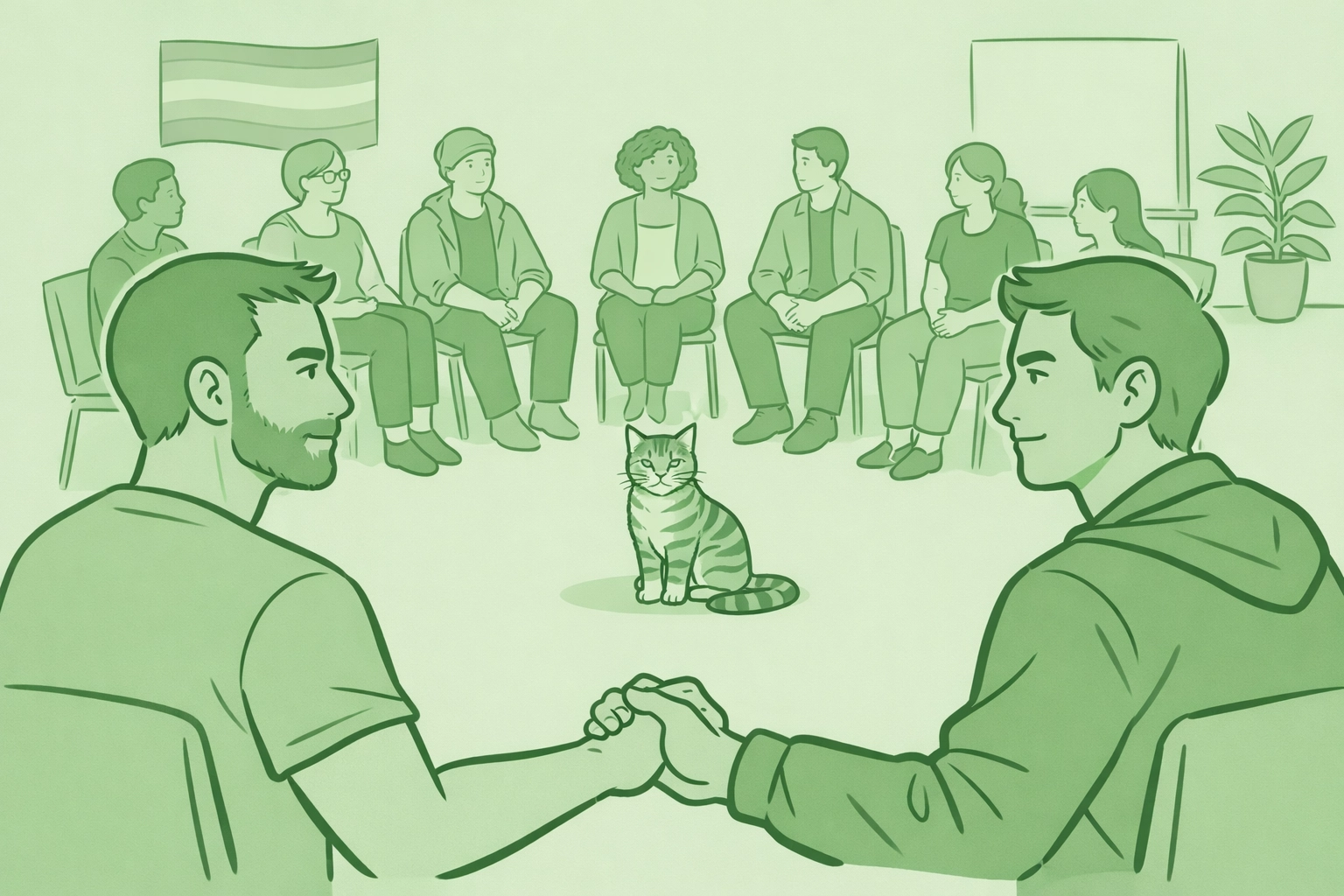 LGBTQ+ community organizing meeting for Purr-ide Parade animal shelter fundraiser