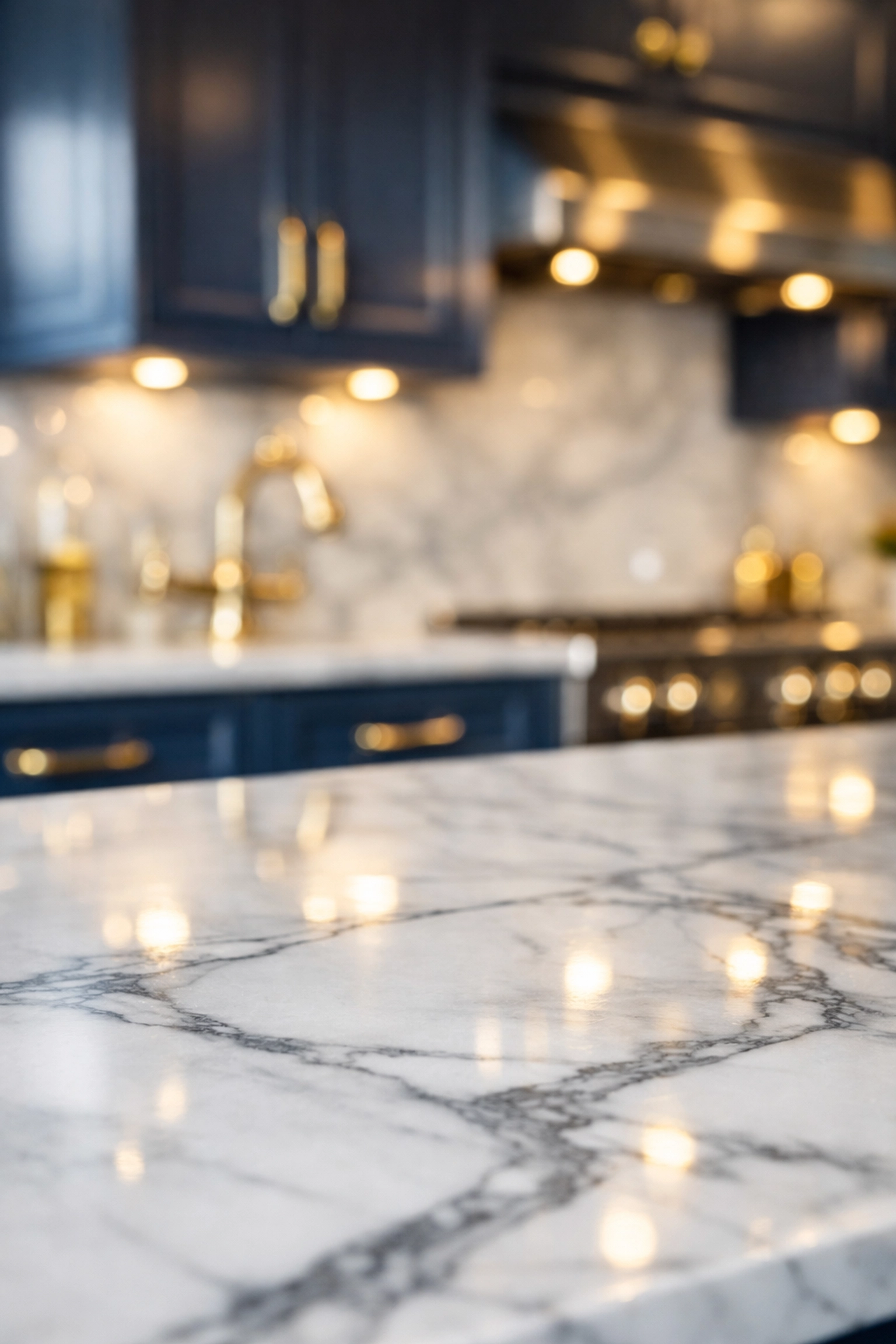 Detailed view of a sparkling marble countertop in a West Cambridge estate cleaned by a top maid service Cambridge.