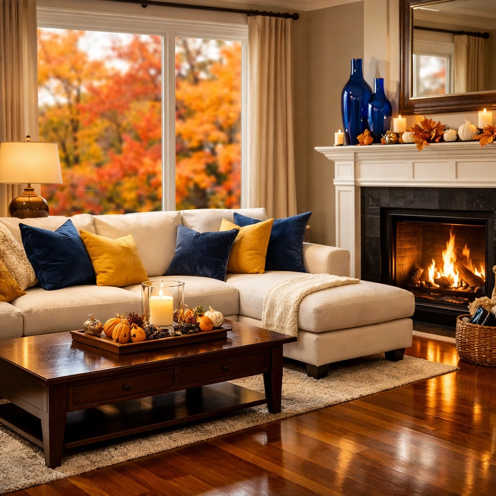 Clean Acton home interior featuring polished floors and a dust-free fireplace for the autumn season.
