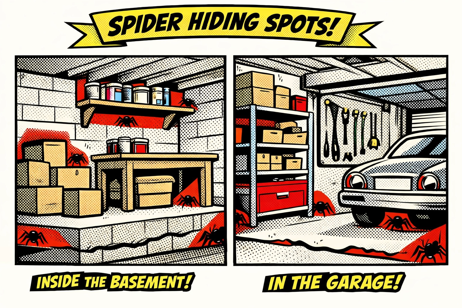 Common spider hiding spots in Jasper home basements and garages