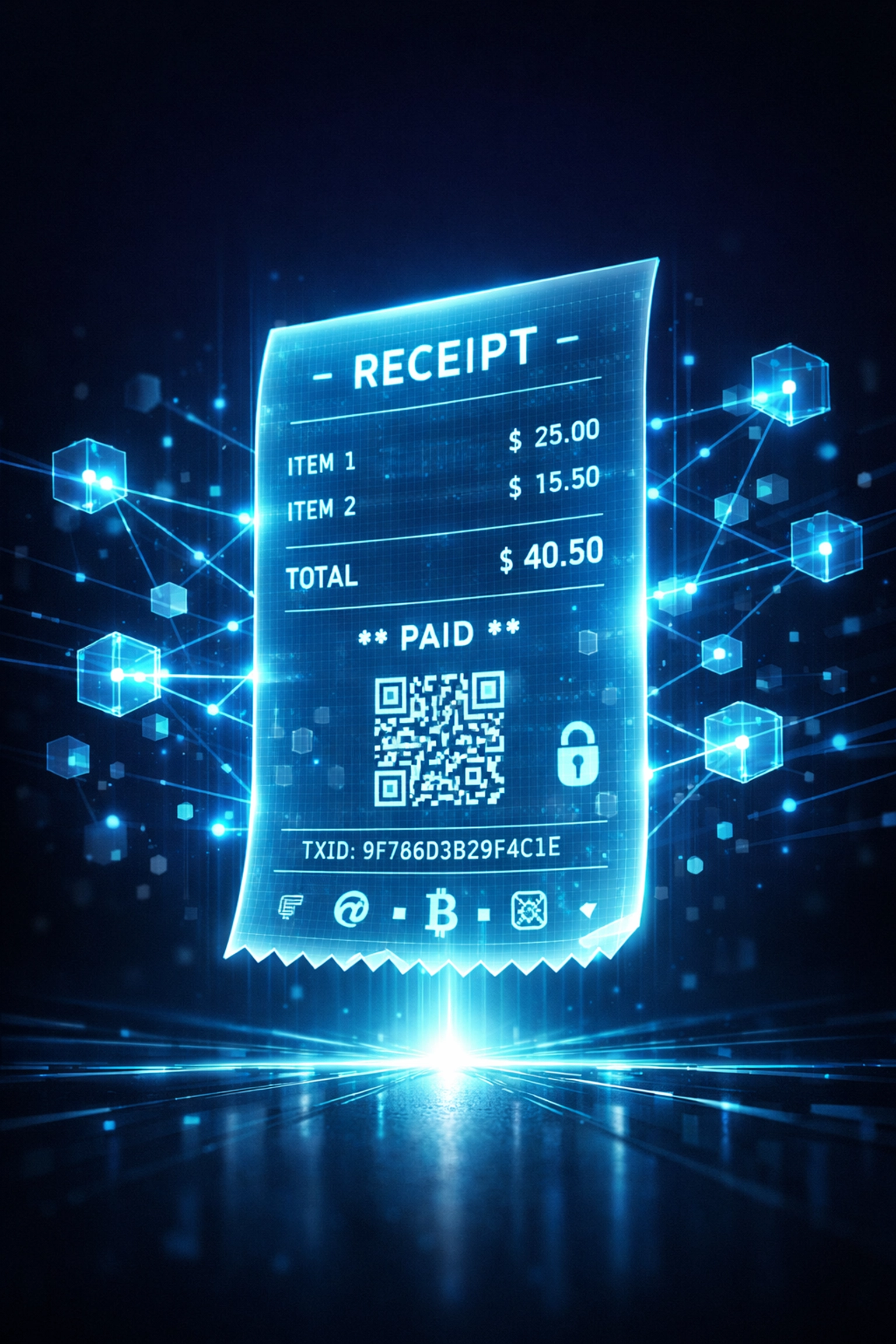 NFT receipt with blockchain verification for crypto payment accounting and tax documentation