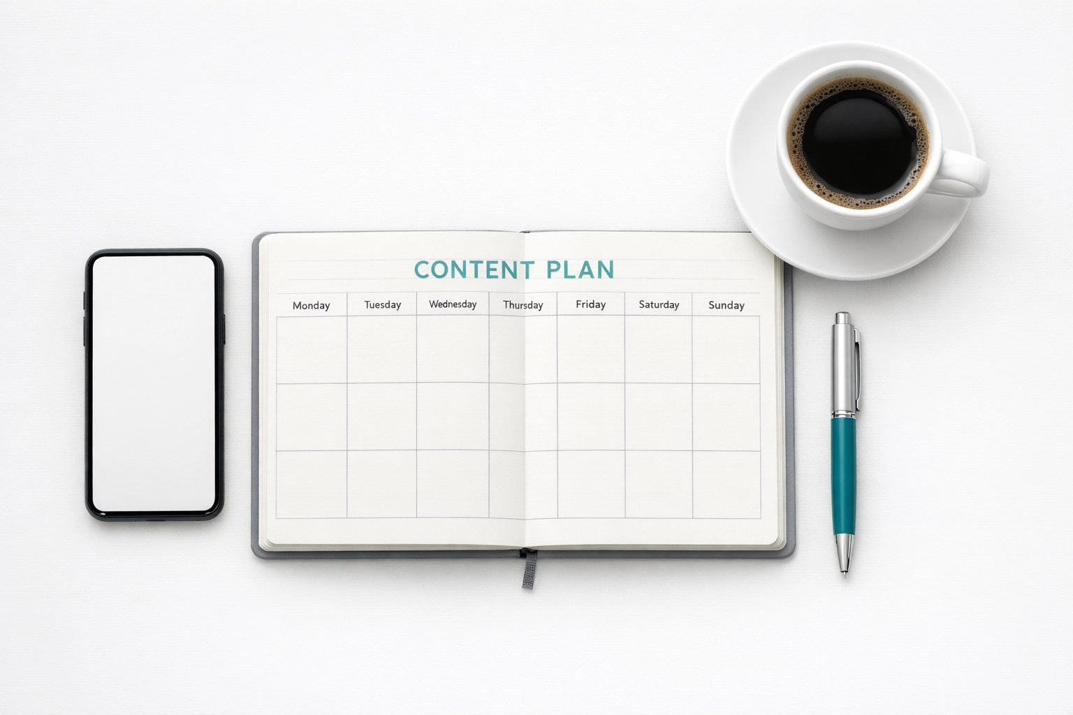 Social media content calendar and planning workspace for local business