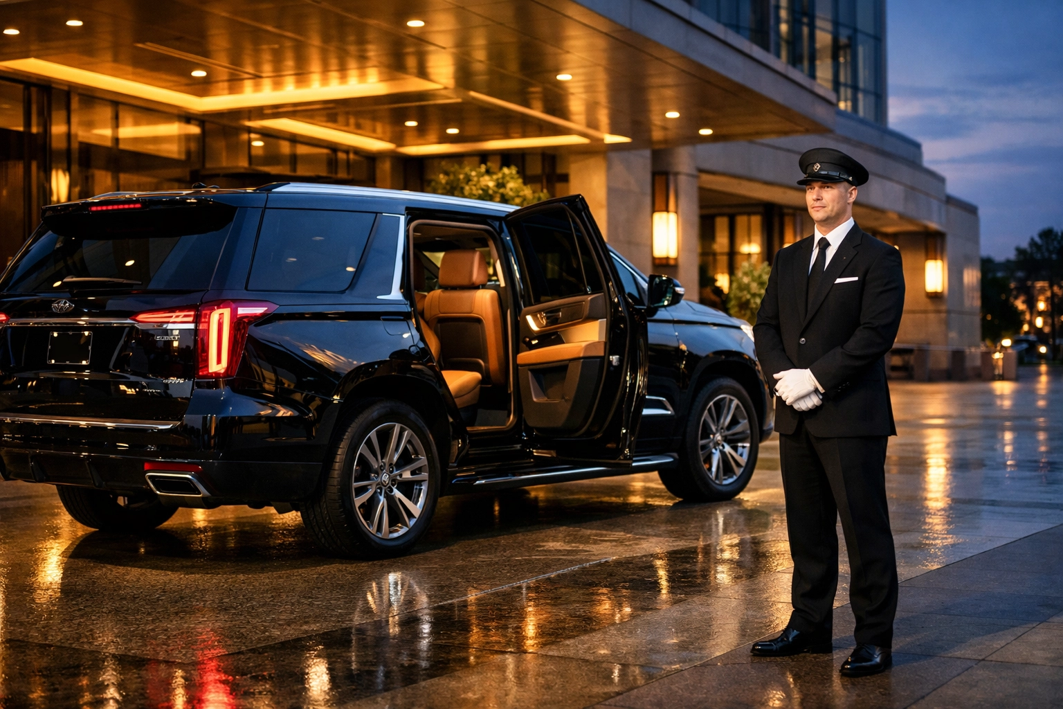 Can VIP Super Bowl Hospitality Really Generate 500% Marketing ROI? Fortune 500 Data Reveals the Truth Luxury executive transportation service with professional chauffeur outside upscale hotel