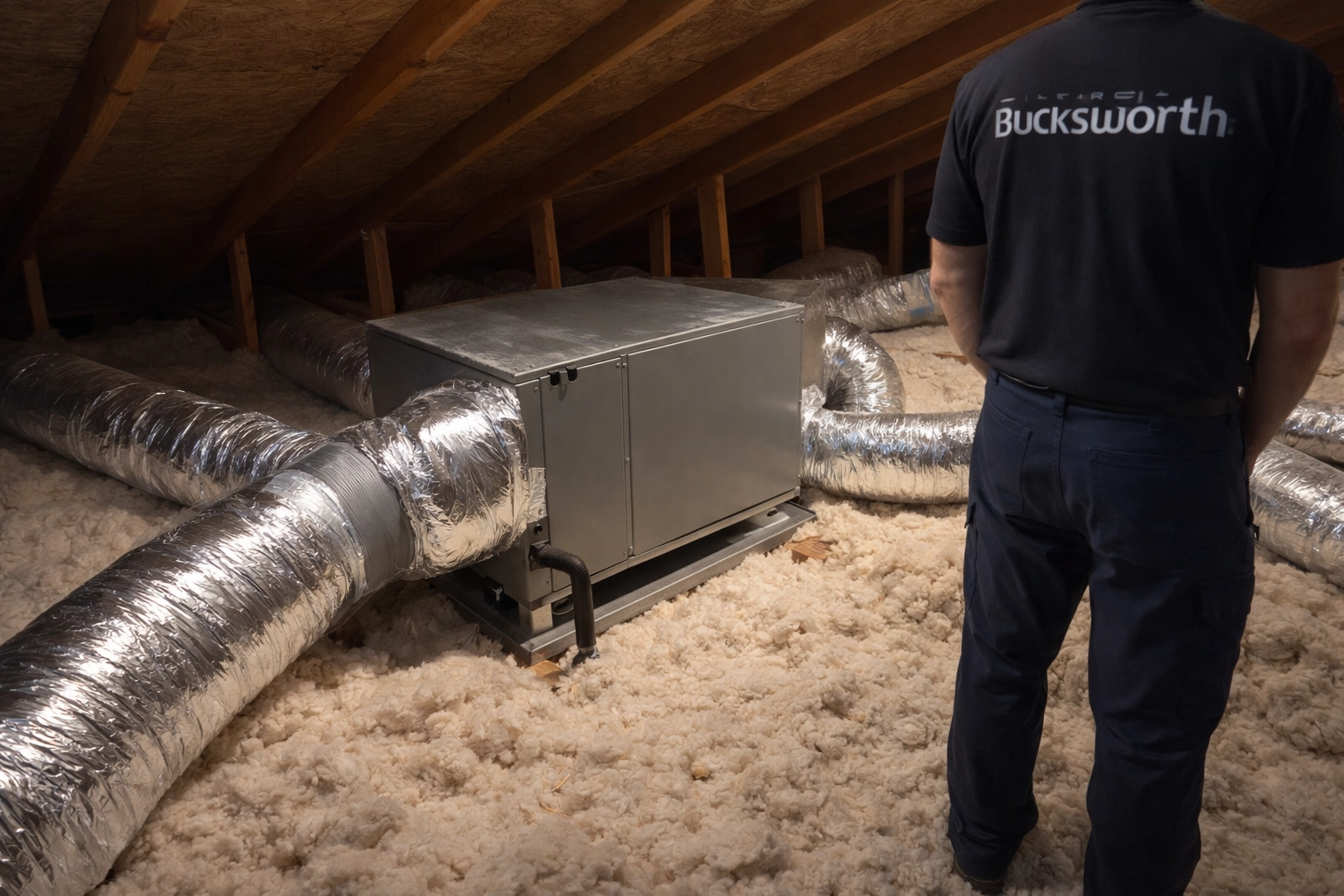 Phoenix attic HVAC ductwork with sealed connections and insulation for energy efficiency