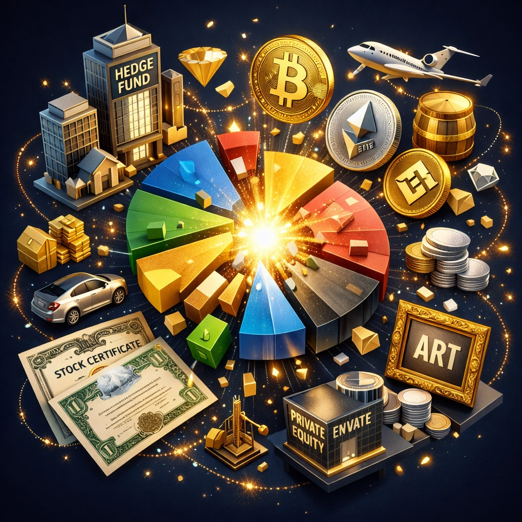 Diversified portfolio allocation including hedge funds, alternatives, and traditional assets